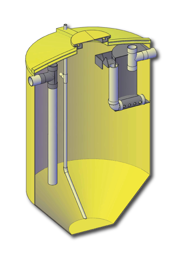 Diseño esquemático del interior de un Biodigestor.
