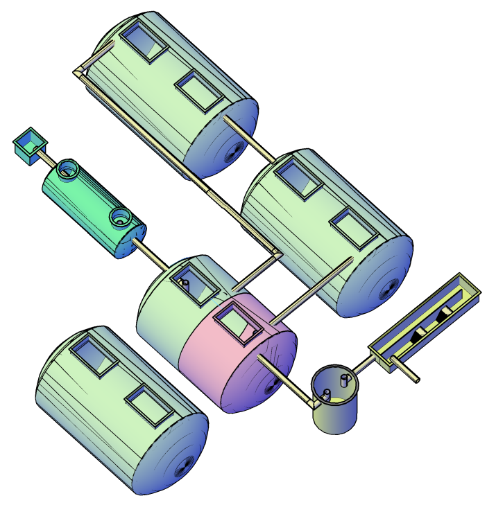 Diseño de planta de tratamietno de aguas residuales construida en fibra de vidrio.